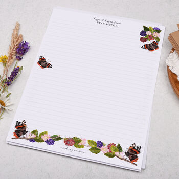 A4 Personalised Letter Writing Paper Butterfly Brambles, 3 of 5