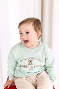 'Our First Father's Day' Personalised Embroidered Bear Sweatshirt Jumper, 6 of 8