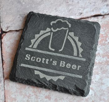 Personalised Coaster And Bottle Opener Beer Gift Set, 2 of 3