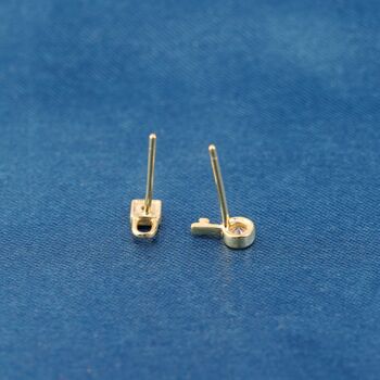 Small Padlock And Key Cz Stone Stud Earrings, Gold, 5 of 8