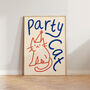 Party Cat Funny Cat Doodle Wall Art Print, thumbnail 6 of 10