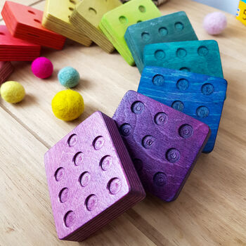 Handcrafted Wooden Dot Cuboids In Rainbow, 8 of 11