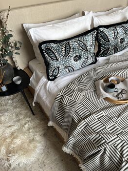 Hestia Modern, Striped Cotton Blanket Dark Olive Green, 12 of 12