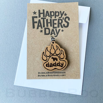 Daddy Bear Pawprint Keyring For Father's Day, 3 of 4