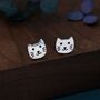Cute Little Cat Stud Earrings In Sterling Silver, thumbnail 3 of 11
