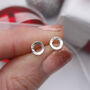 Silver Circle Stud Earrings, thumbnail 2 of 5