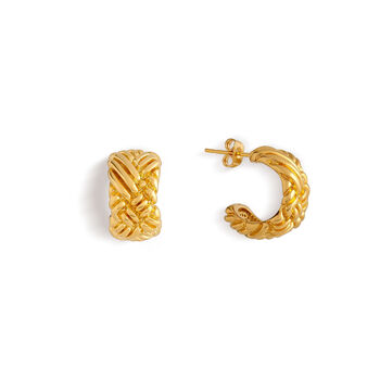 Bronia Plaited Weave Open Hoop Earrings, 2 of 3