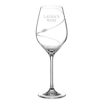Personalised Helical Twist White Wine Glass With Crystals, 5 of 10