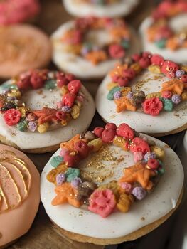 Personalised Autumn Wreath Hand Iced Letterbox Biscuits, 7 of 9