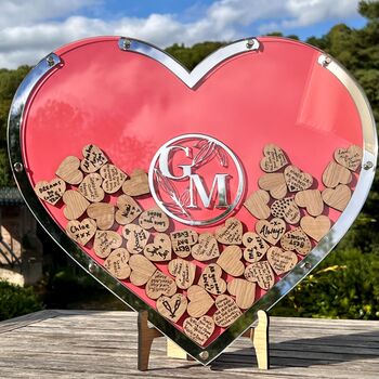Personalised Wedding Guest Book Alternative – Heart Drop Box, 6 of 8