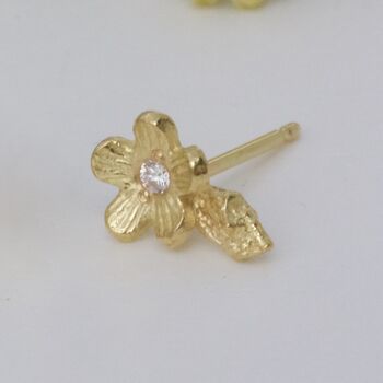 Diamond Cherry Blossom Stud Earrings, 18ct Gold, 3 of 7