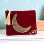 Personalised Velvet Beaded Moon Pouch With Initial Charm, thumbnail 1 of 4