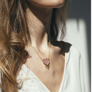 Gemstone Heart Necklace Rose Quartz, 3 of 6
