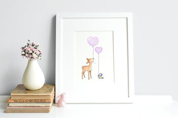 Personalised Baby Deer And Bluebird Bestfriends Picture, 2 of 9