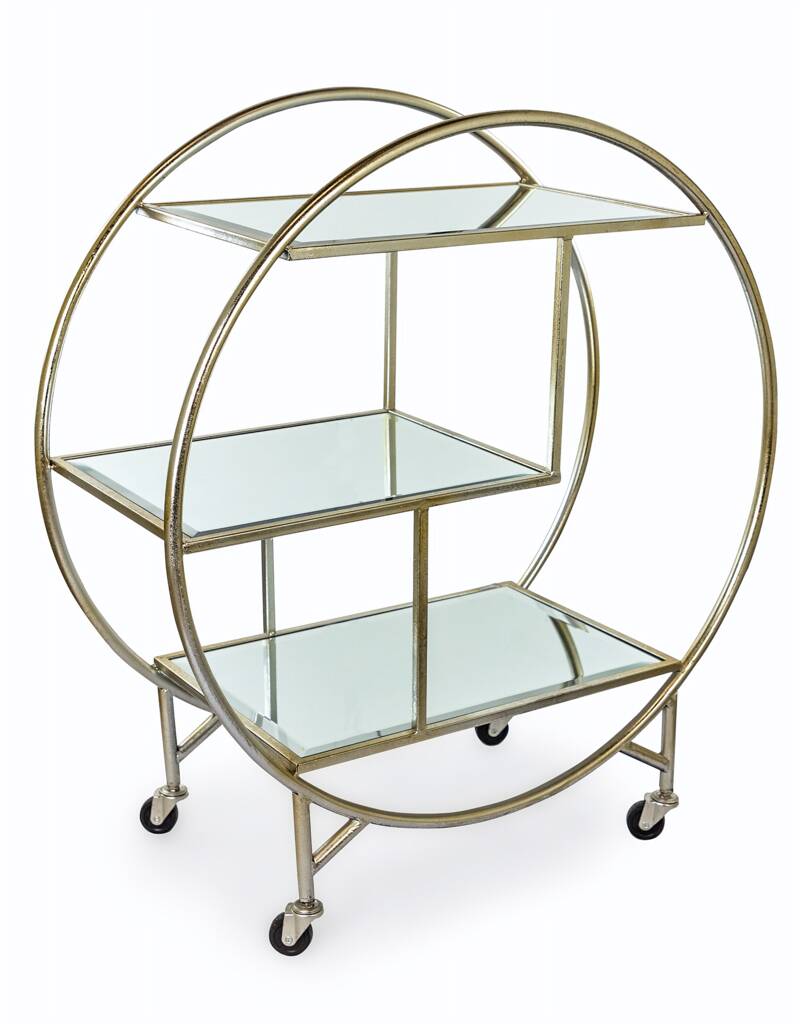 Antiqued Silver Round Drinks Trolley