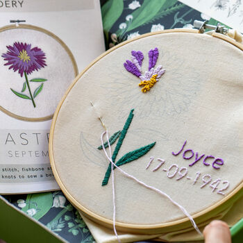 Personalised Birth Flower Embroidery Kit Gift Box Set, 12 of 12
