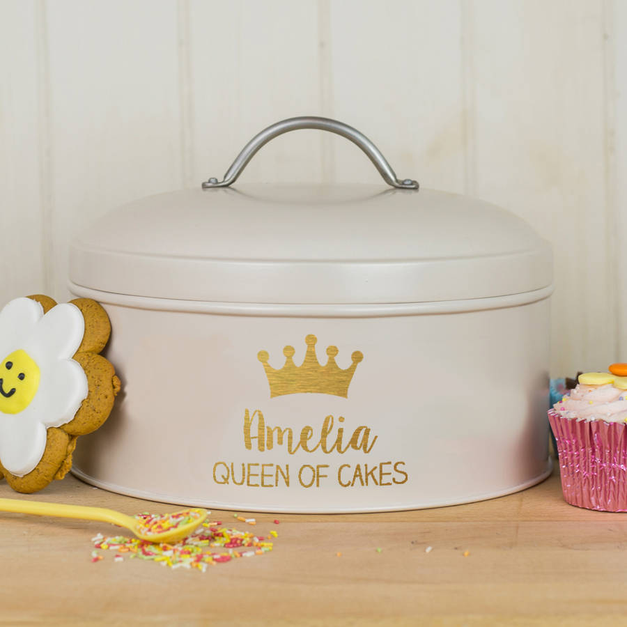 personalised queen cake tin by jonny's sister