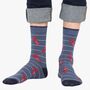 Men's Bamboo Socks Denim Blue Stripe Lobsters, thumbnail 1 of 5