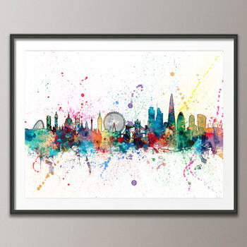 London Skyline Cityscape Paint Splashes Print, 3 of 6