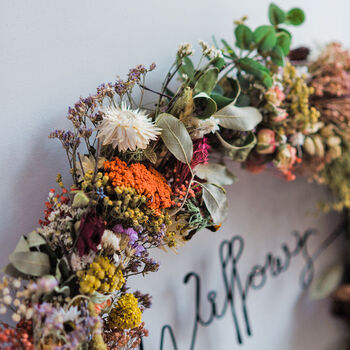Personalised Dried Flower Wire Wreath, 4 of 4