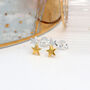 Double Star Stud Earrings In Sterling Silver, thumbnail 1 of 11