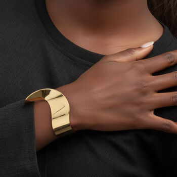 Nami 18 K Gold Plated Wave Cuff Bangle, 2 of 5