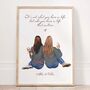 Personalised Two Friends Print With Custom Illustration And Quote, thumbnail 1 of 6