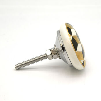 Black, White And Gold Patterned Cupboard Door Knobs, 3 of 8