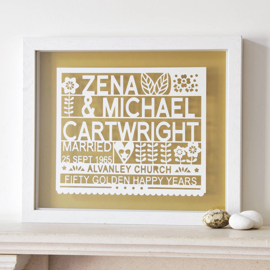 personalised 50th  golden wedding  anniversary  gift  by ant 