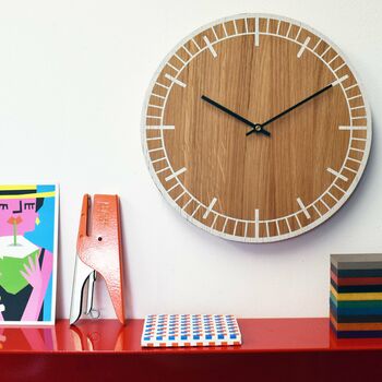 S2 Oak Wooden Clock: Colourful, Contemporary, Handmade, 6 of 8