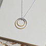9ct Gold And Sterling Silver Double Circle Necklace, thumbnail 3 of 8