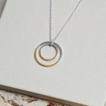 9ct Gold And Sterling Silver Double Circle Necklace, 3 of 8