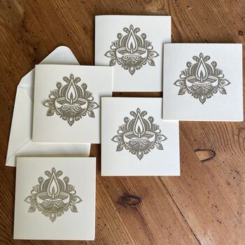 Silver Lasercut Diwali Card Set Of Five, 7 of 8