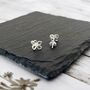 Sterling Silver Flower Petal Crystal Stud Earrings, thumbnail 2 of 6