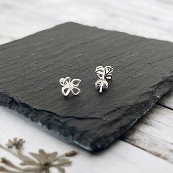 Sterling Silver Flower Petal Crystal Stud Earrings, 2 of 6