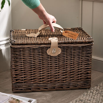 Personalised Antique Wash Wicker Chest Hamper, 3 of 6
