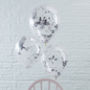 Pack Of Five Silver Confetti Filled Party Balloons, thumbnail 1 of 4