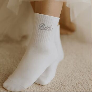 Embroidered Bride Crew Socks, 3 of 3