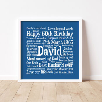 Birthday Personalised 60th Word Art Gift, 4 of 4