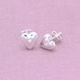 Sterling Silver Embedded Crystal Heart Stud Earrings, thumbnail 1 of 7