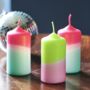 Dip Dye Neon Pillar Candle, thumbnail 1 of 5