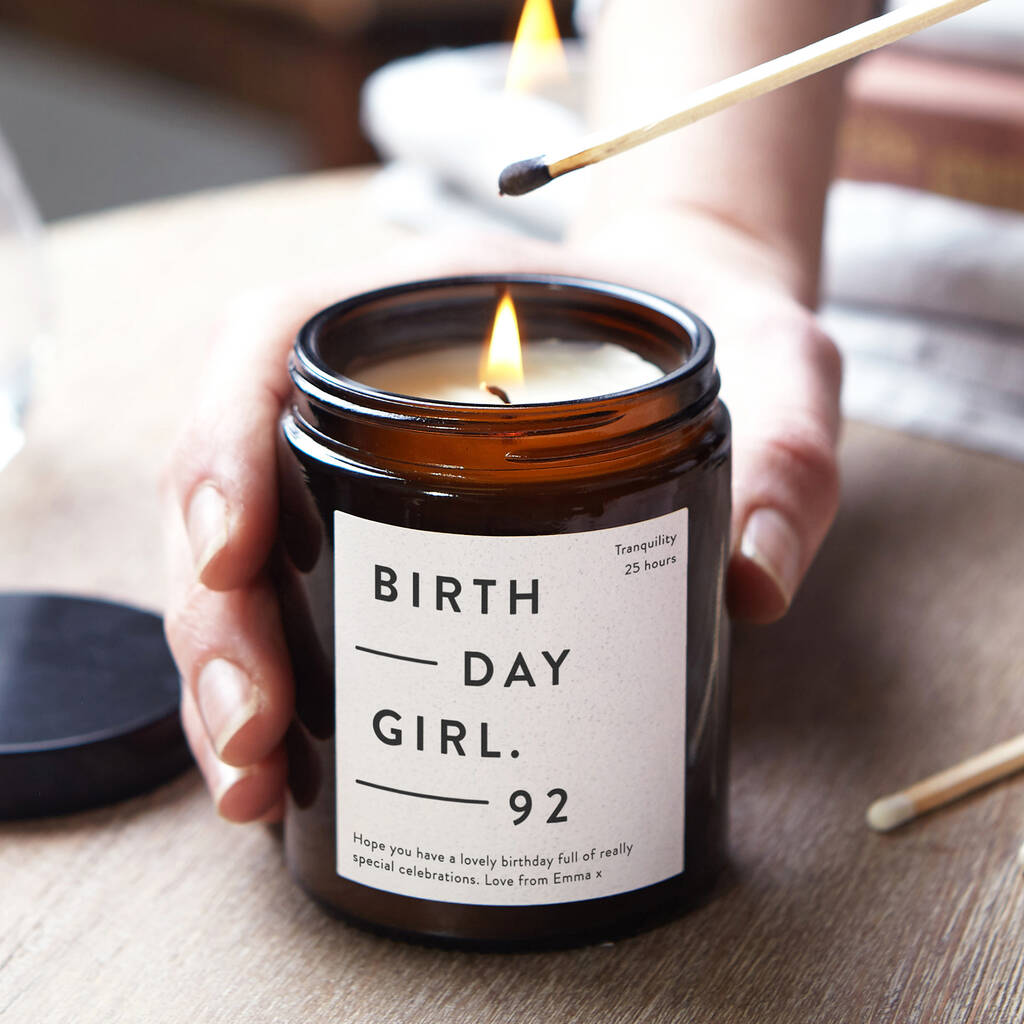 Birthday Gift For Her Modern Personalised Candle, 1 of 8
