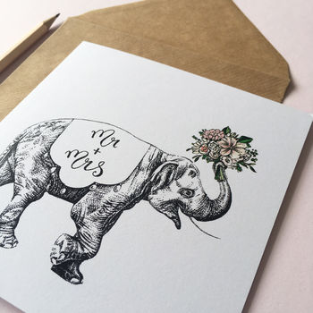 Elephant Mr And Mrs Wedding Card, 2 of 2