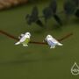 Sterling Silver Enamel Budgie Stud Earring, thumbnail 1 of 12