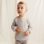 Children's Grey Stripe Waffle Long Sleeve Button Top, thumbnail 1 of 6