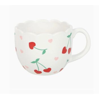 Scalloped Cherry Heart Mug | Mother's Day Gift, 4 of 5