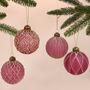 G Decor Set Of Four Glass Pink Christmas Baubles, thumbnail 1 of 6