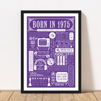 1975 Personalised 50th Birthday Fact Print Gift, 3 of 10