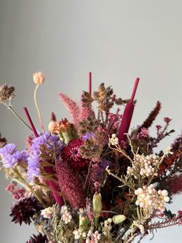 Plum And Lilac Dried Flower Bouquet, 5 of 6