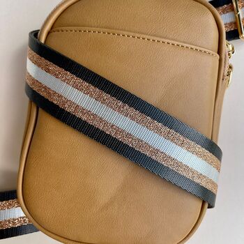 Glitter Stripe Bag Strap In Dark Grey And Gold, 2 of 2